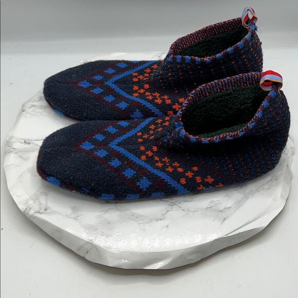 BOMBAS Fair Isle Multicolor Knit Sherpa Lined Gripper Slipper-L - Picture 4 of 8